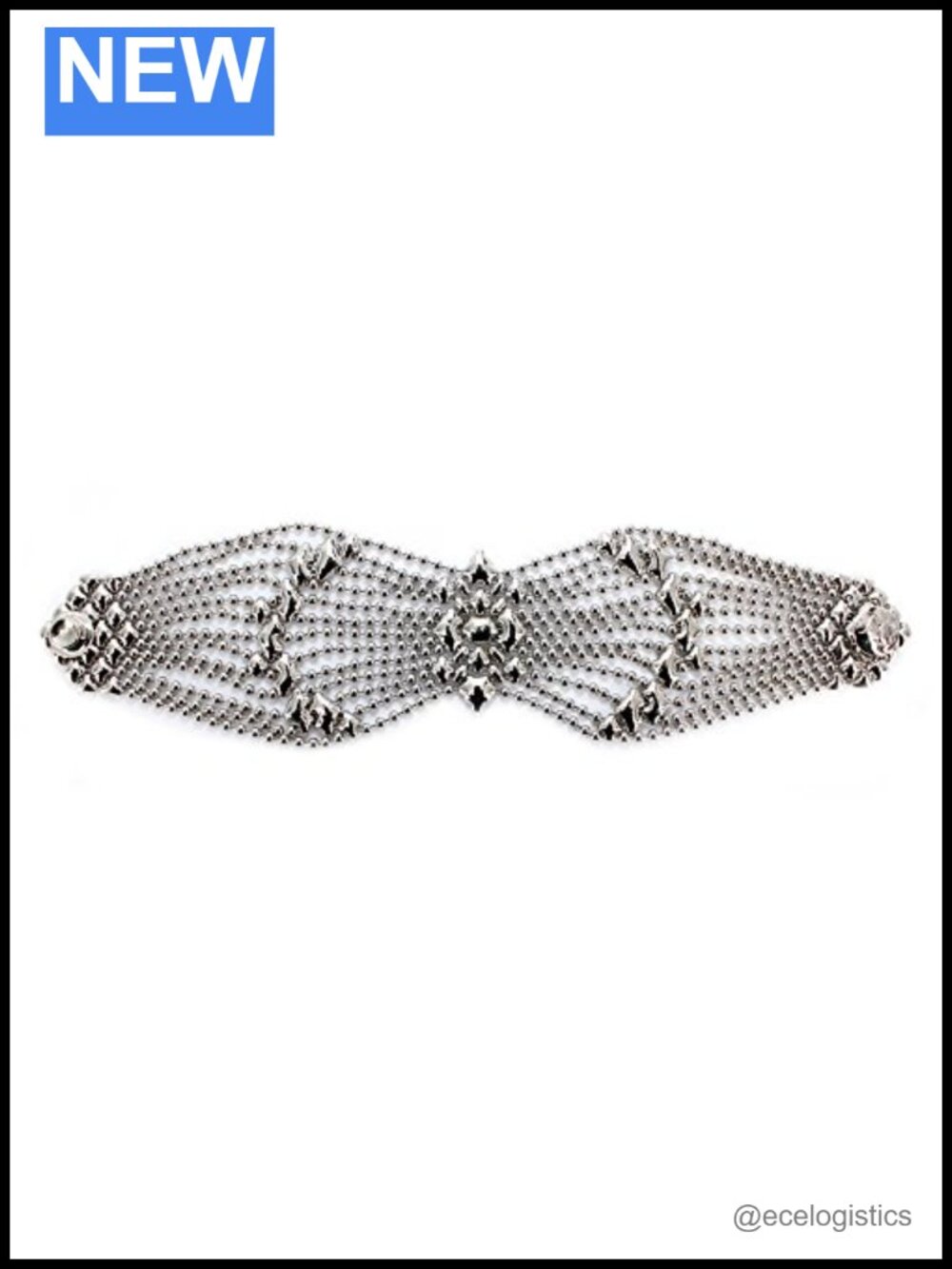 Handmade Chrome Finish Link Chain Bracelet Snap Closure
